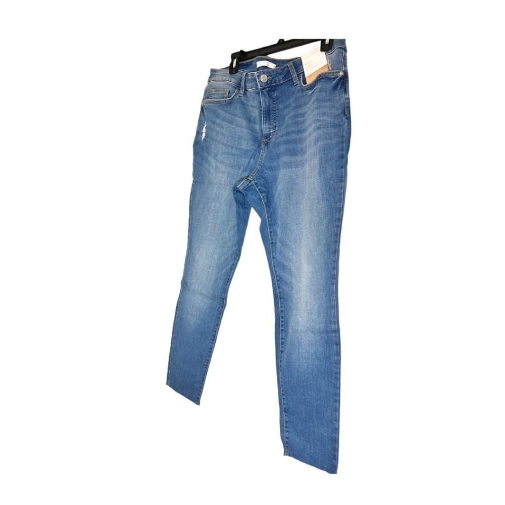 LC Lauren Womens Mid Rise Med Wash Raw Hem Ankle Skinny Jeans Sz 8 New - Picture 3 of 7